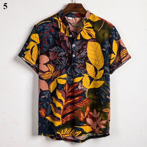 Mens Hawaiian Shirts Short Sleeve Beach Shirt Holiday Summer Floral Aloha Shirts - Picture 15 of 16