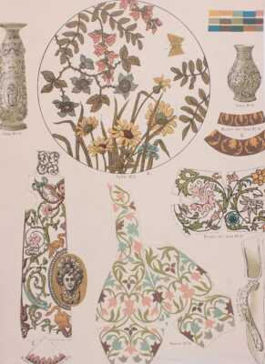 Sheet from a sample book for porcelain decorations around 1890