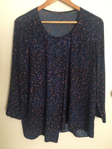 Scanlan & Theodore Silk Asymmetrical Blouse Top Loose Fit Shirt Size 10 - Picture 1 of 7