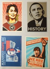 2009 Obama History Aung San Suu Kyi Myanmar Stickers by Shepard Fairey OBEY