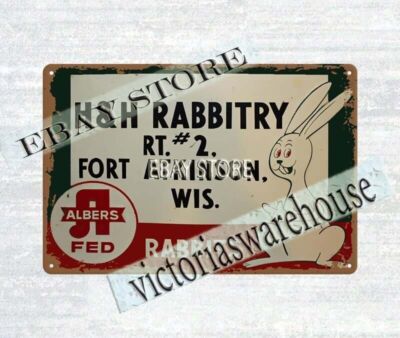 1950's Albers Fed Rabbits Seed Feed Farm metal tin sign home garden ...