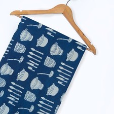 Blue Hand Block Print Fabric Indigo dye Fabric by the yard Indian Cotton Fabric