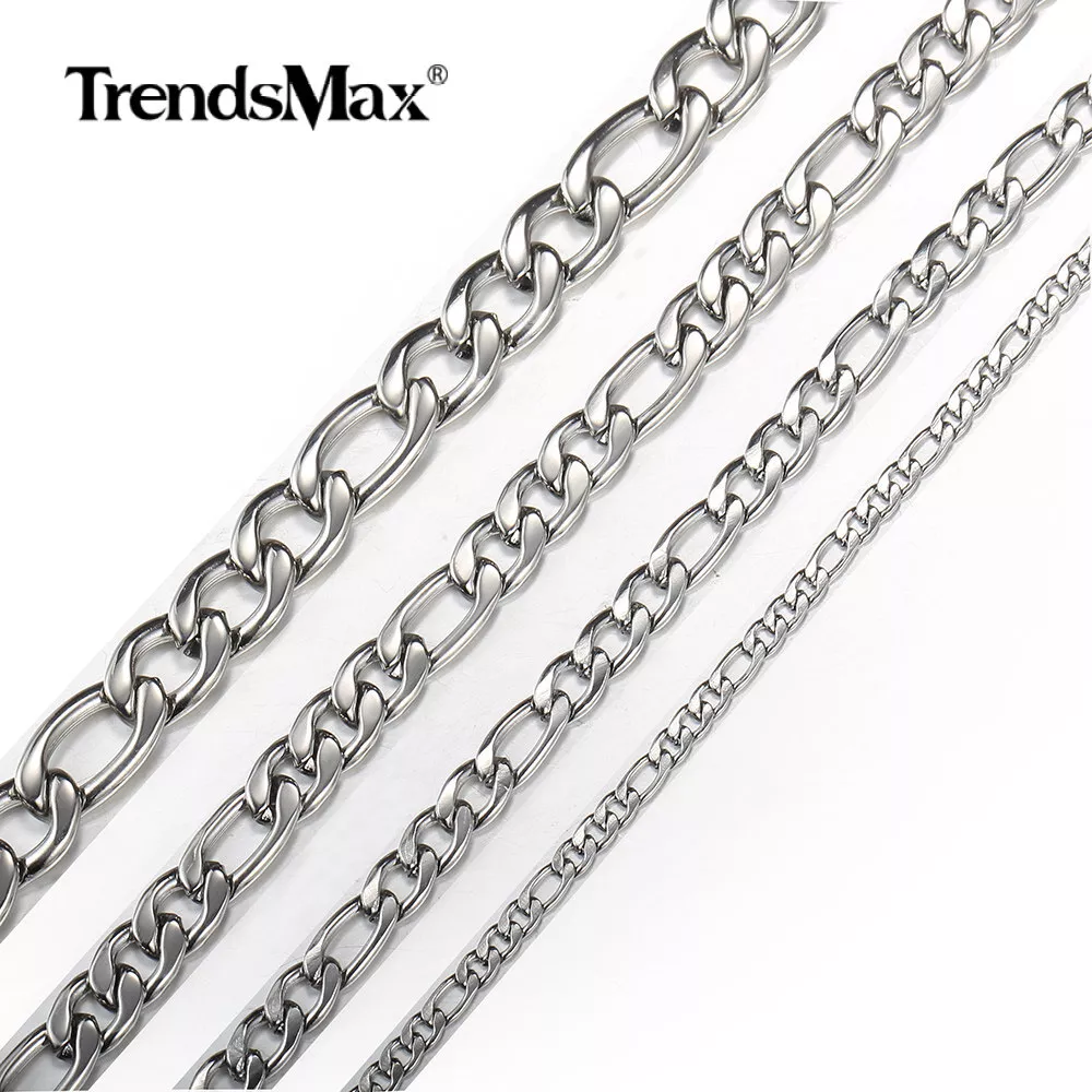 1 Meter of 7.5x3.5mm & 6x3.5mm Stainless Steel Figaro Jewelry Chain - Bead  Box Bargains