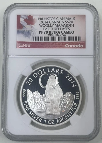 2014 Canada S$20 NGC PF70 Ultra Cameo Woolly Mammoth Early Releases