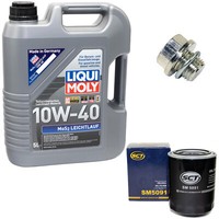 MotoröL Set 10W-40 5 Liter + ÖLfilter SM 5091 + Schraube FüR Hyundai Mitsubishi