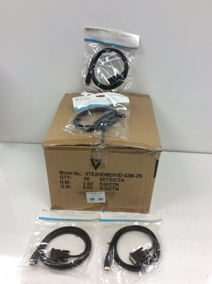 LOT OF 15 NEW V7 V7E2HDMIDVID-02M HDMI DVI Cable (m/m) HDMI/DVI-D Dual Link 2M