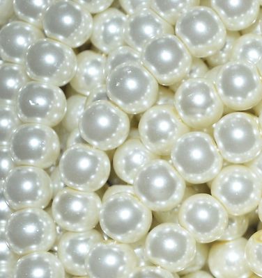 Eine Schnur ca.75cm ELFENBEIN CREME 8mm rund Qualität Glasperlen Perlen 100+ Stück