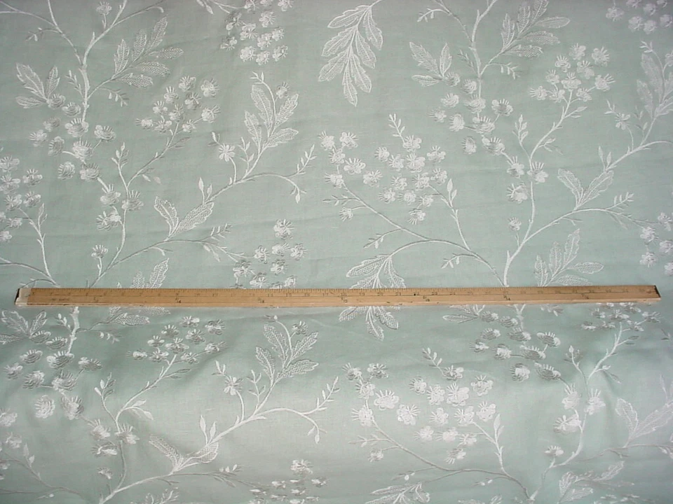 2-1/4Y Brunschwig & Fils BF10341 Oleander Linen Embroidered Upholstery Fabric - Image 2 of 3