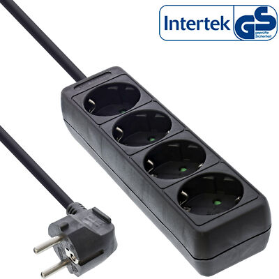 InLine  Steckdosenleiste, 4-fach Schutzkontakt 5m, schwarz