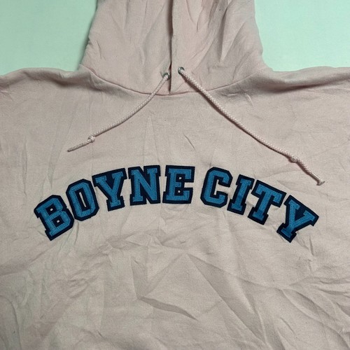 Vintage 90s Champion Hoodie Jumper Womens Medium Pale Pink Boyne City Athleisure - Picture 4 of 9
