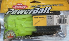 Berkley PowerBait #PBBPW7-GPC 7" Power Worm Green Pumpkin Chartreuse 1pk 13pcs