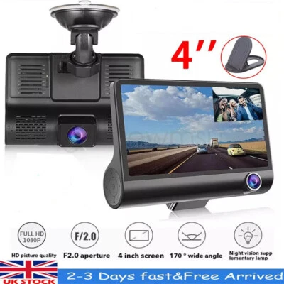 4" In HD 1080P Car Camera Recorder Dual Front and Rear Dash Cam Night Vision UK