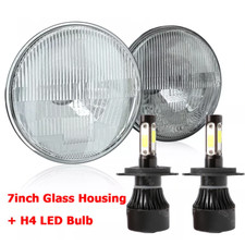 7 Inch Led Glass Headlight Round Original Classic Look Conversion Chrome Pair