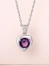 Collana Donna zirconia strass brillantini cuore gemma viola catenina