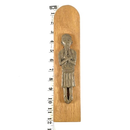 Statua in bronzo fuso a freddo su targa in legno - irlandese - vintage - Foto 6 di 6