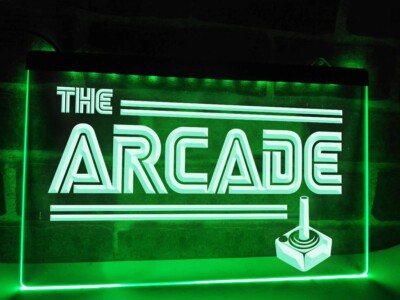 Led Ebay Sign The Arcade Illuminated game room PLAY LED Neon Light Sign gift home man ...