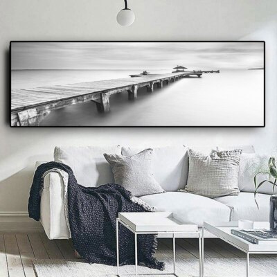 Black and White Bridge Landscape Canvas Painting Canvas Wall Art Wall Decor Art