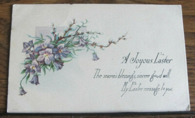 1917 Vintage Postcard A Joyous Easter Greetings Floral Spring Flowers Religious