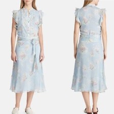 RALPH LAUREN Light Blue Cap Sleeve Tea-Length Dress 6