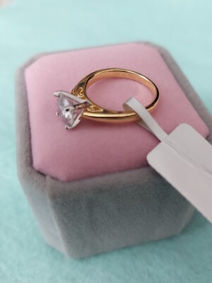 2CT ROUND CUT MOISSNAITE SOLITAIRE ENGAGEMENT RING 14K Yellow GOLD Finish