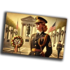 nice vintage woman officer uniform retro WW2 Photo Glossy 4 6 in P48