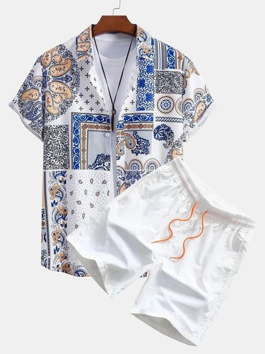 Herren Sommer Outfit 2-teiliges Set Kurzarm T-Shirt und Shorts Jogginganzug Set - Bild 25 von 34