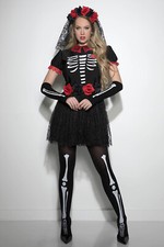 3 PC. Ladies DAY OF THE DEAD costume dress set Plus Size available
