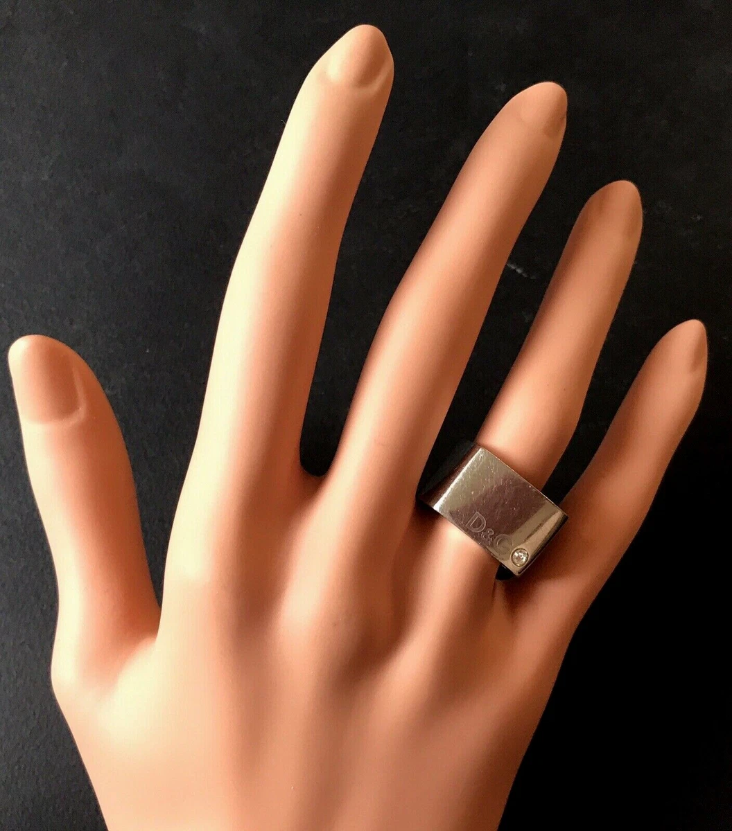 BAGUE DOLCE GABBANA CARR E HOMME EN M TAL ARGENT ET BRILLANT