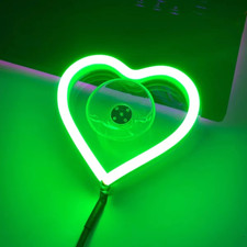 Car Window Neon Heart Light  Remote Control LED, USB, 3 Modes, Easy Install