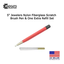 5" Fiber Glass Scratch Brush Pen Retractable Bristles Rust Dust Remover + Refill