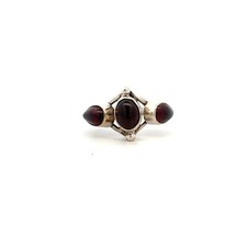 Sterling Silver Triple Pear Shaped Garnet Ring Size 7 