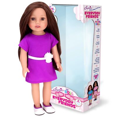 Sophia s 18'' Vollvinyl Baby Puppe Miley lila Kleid & Schuhe