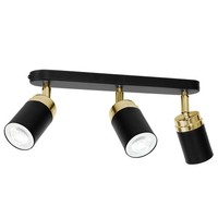 Deckenstrahler Schwarz Gold 3 Flammig Metall GU10 Modern Deckenspot Lampe Innen