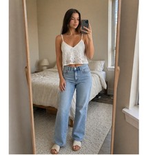 Vintage Victoria's Secret Lace Cami Top M White Cropped Floral Y2K Coquette