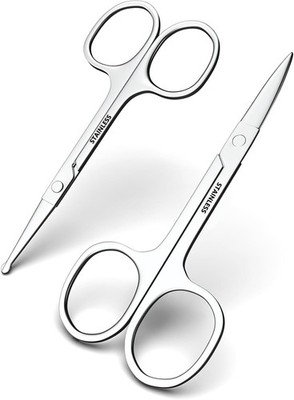 Stainless Steel Facial Grooming Scissors, Eyebrow Nose & Beard Precision