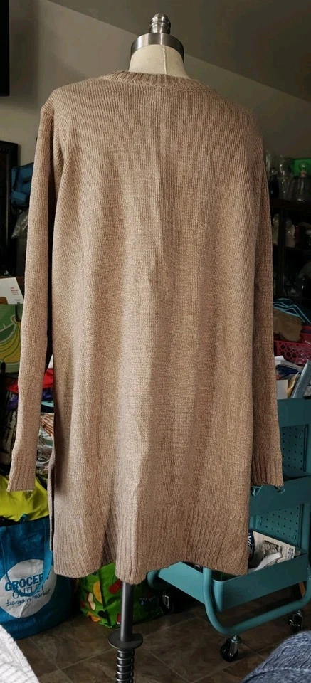 Cárdigan plumero Karen Scott talla grande frente abierto marrón castaño jaspeado talla 3X usado en excelente estado Foto 3 de 4