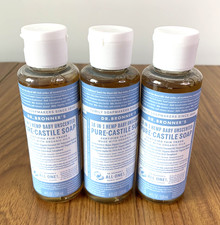3 Dr. Bronner s 18-In-1 Hemp Baby Unscented Pure Castile Liquid Soap 4oz Sealed
