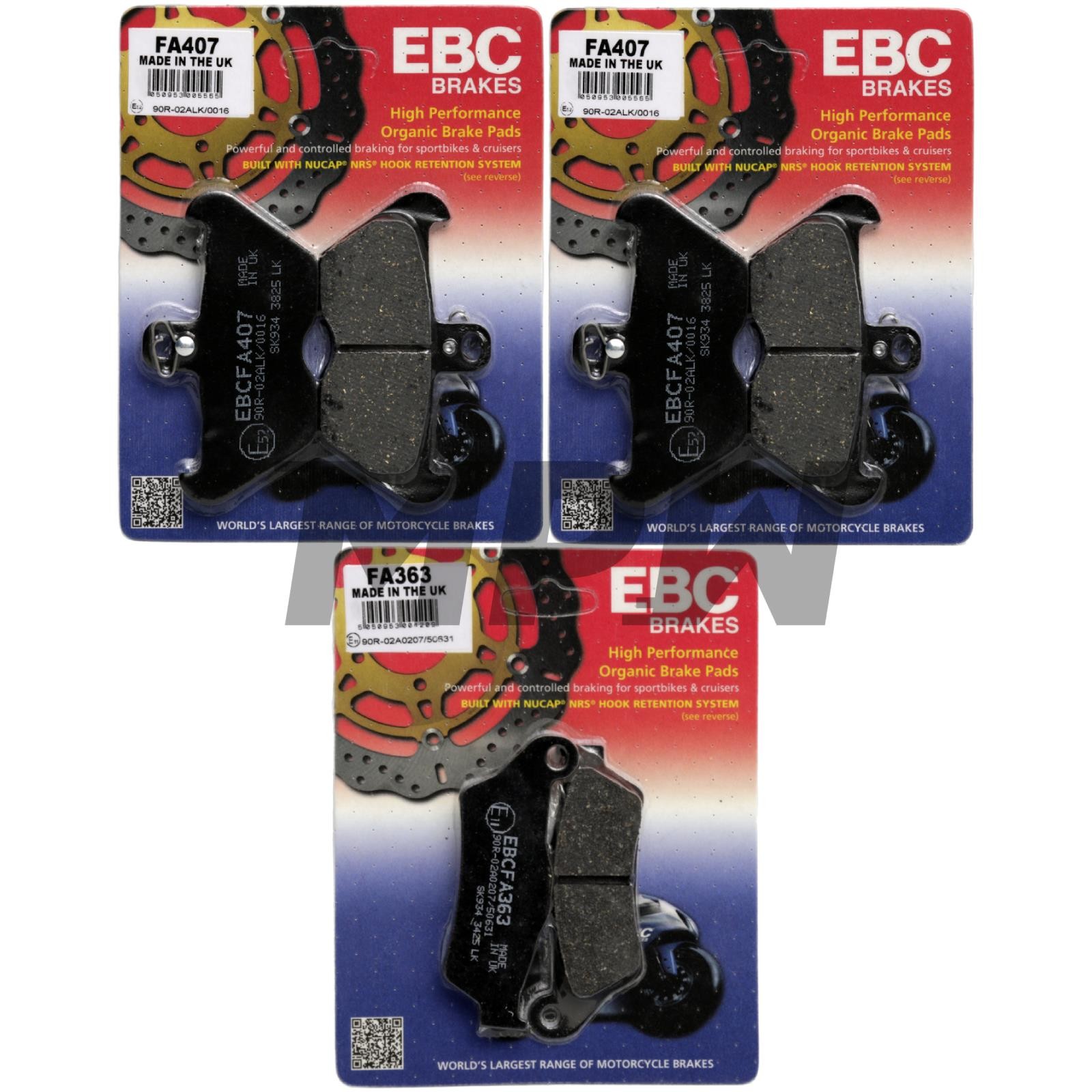 BMW R1100 RT 1994-2001 EBC FA407 / FA363 Organic Brake Pads Front & Rear