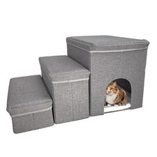 Dog Stairs with Storage Dog Steps for High Beds 3-Step Pet Stairs Ramp with S...