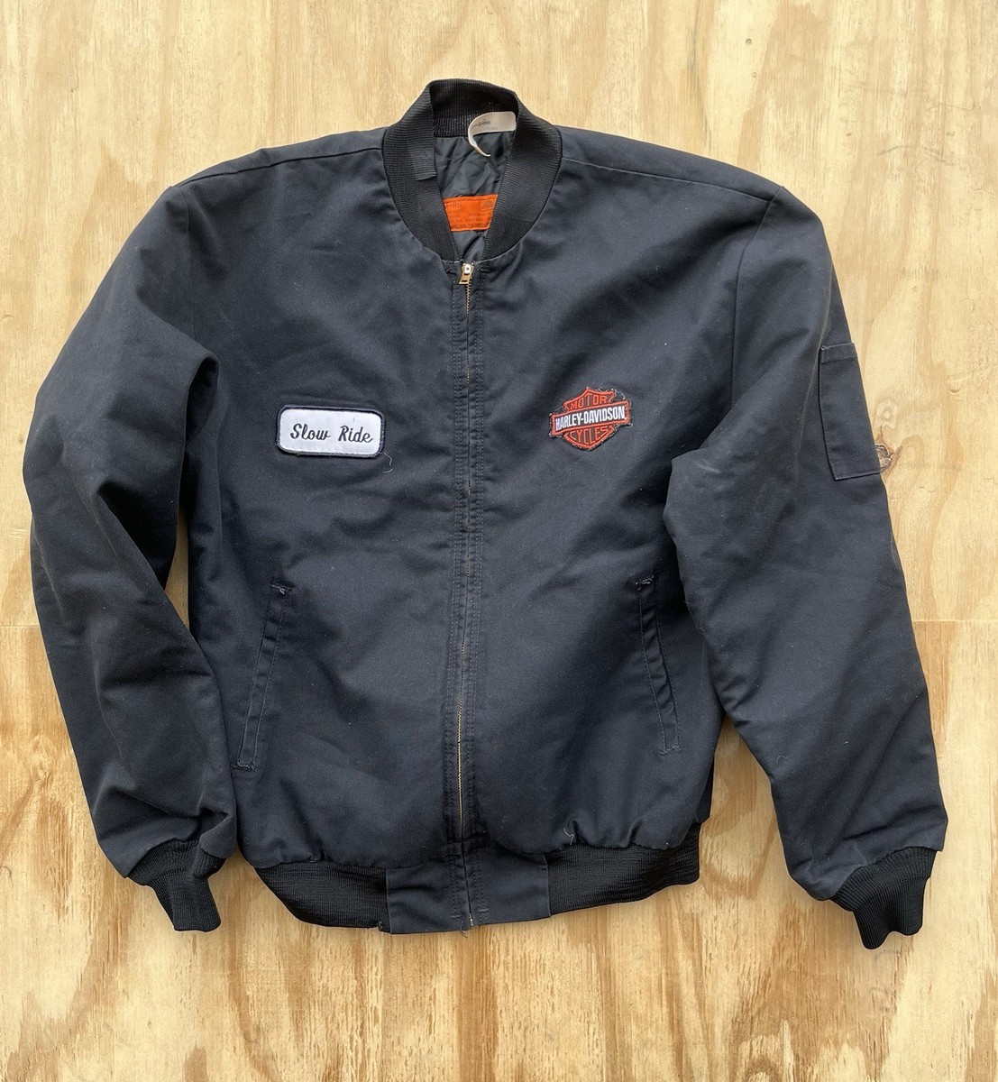 Vintage 80s 90s y2K Slow Ride Patch Harley Davidson Mechanics Coat