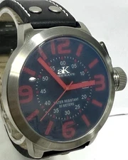 54mm Auto BIG FACE | Red Hour Numerals | Black Dial & Strap | ADEE KAYE Watch