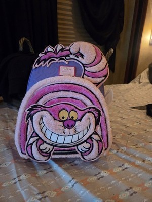 LOUNGEFLY DISNEY ALICE IN WONDERLAND FUZZY CHESHIRE CAT MINI BACKPACK NWT