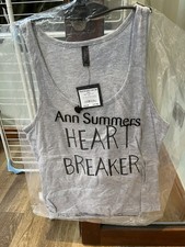 Ann Summers Pyjama Top  Shorts PJ Set Grey Heart Breaker 12-14