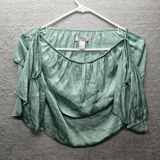 Forever 21 Women's (Size S) Flutter-Sleeve Cropped Blouse, Mint Green