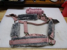Equestrian Stockholm Pink Halter with Fur & L...