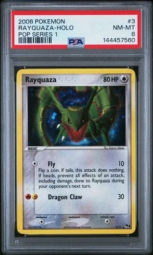 2006 POKEMON POP SERIES 1 #3 RAYQUAZA-HOLO PSA 8