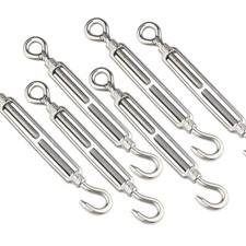 6 Pcs M8 Turntable Hook and Eye Turntabuckles Adjustable Wire Rope Tensioner