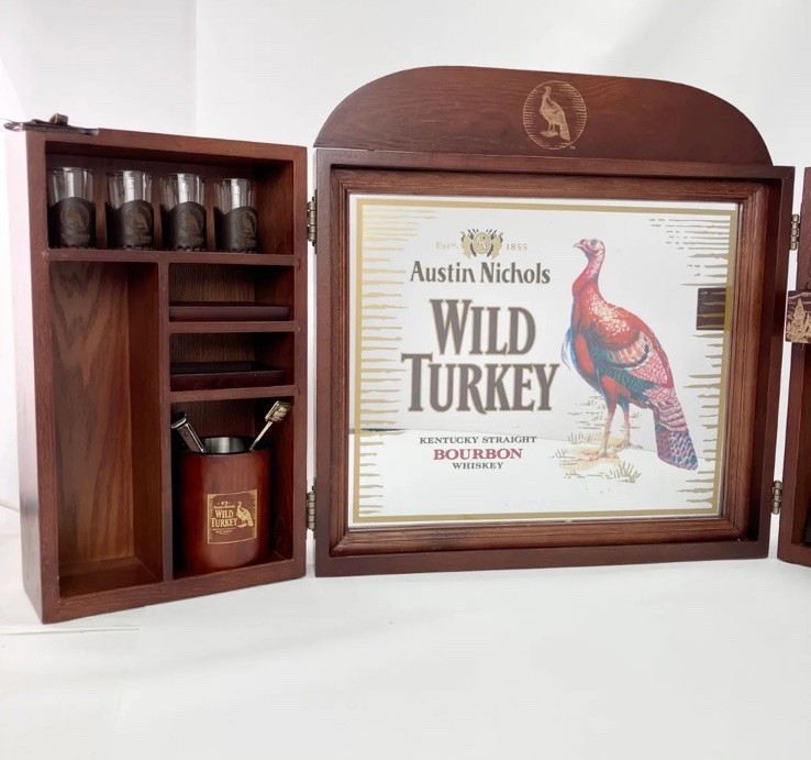 RARE] Wild Turkey collectibles Wooden Bar cabinet Home Bar