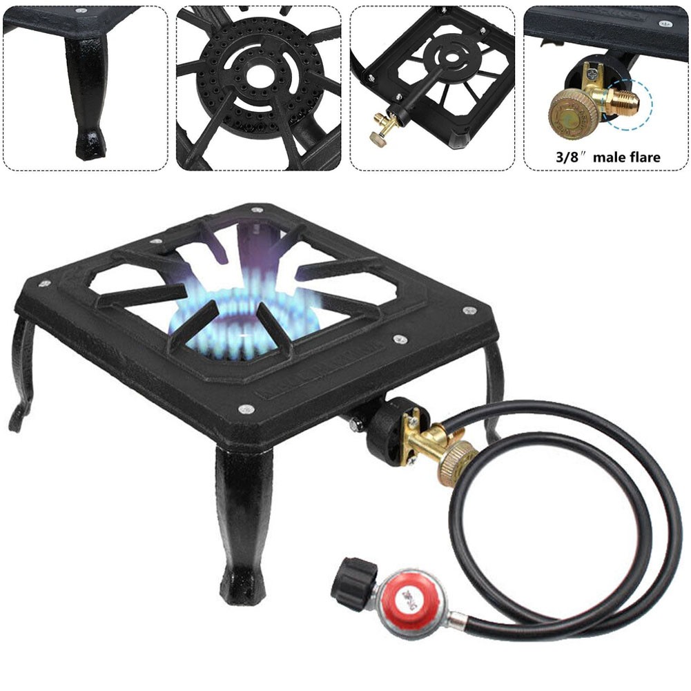 Single Burner Camping Stove Cast Iron Propane Gas LPG Outdoo