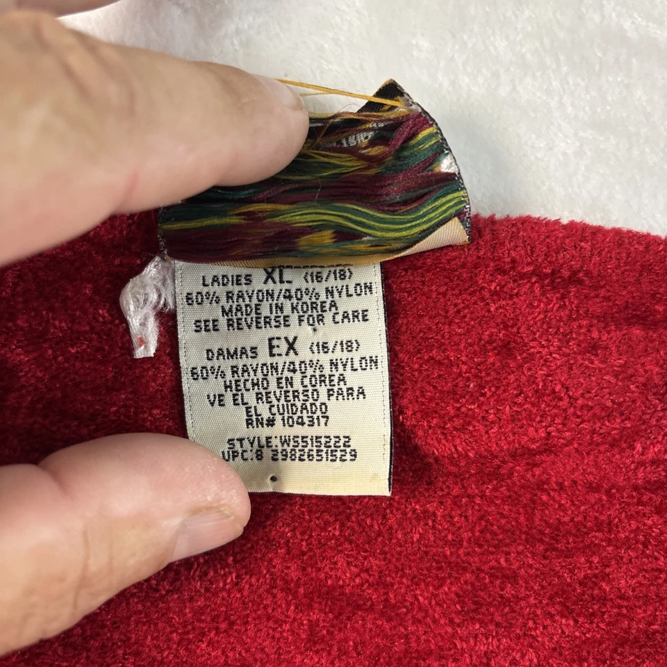 Túnica Pulôver Feminina Vintage Herança Colecionáveis Tamanho XL Vermelho Terry Chenille Veludo - Imagem 3 de 4